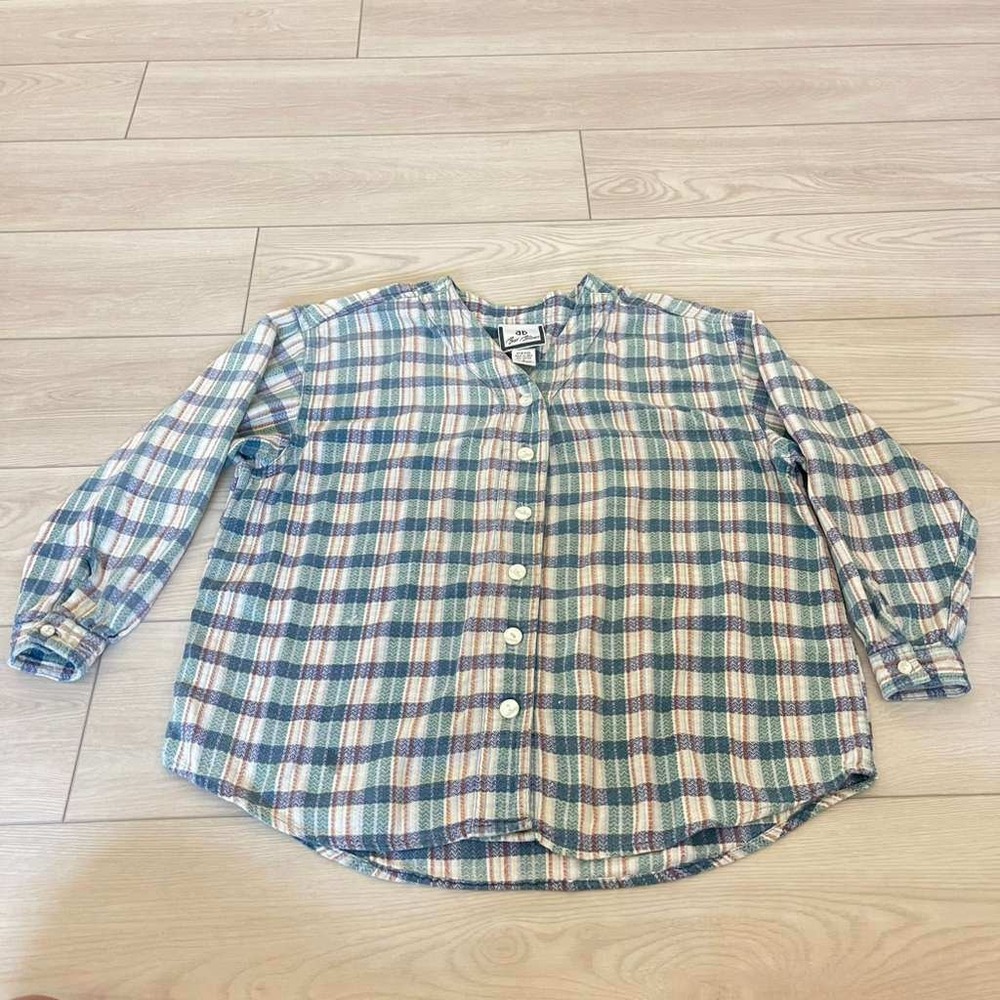 Bill Blass Women's Plaid Button Down Long Sleeve Casual‎ Top, Size Large
